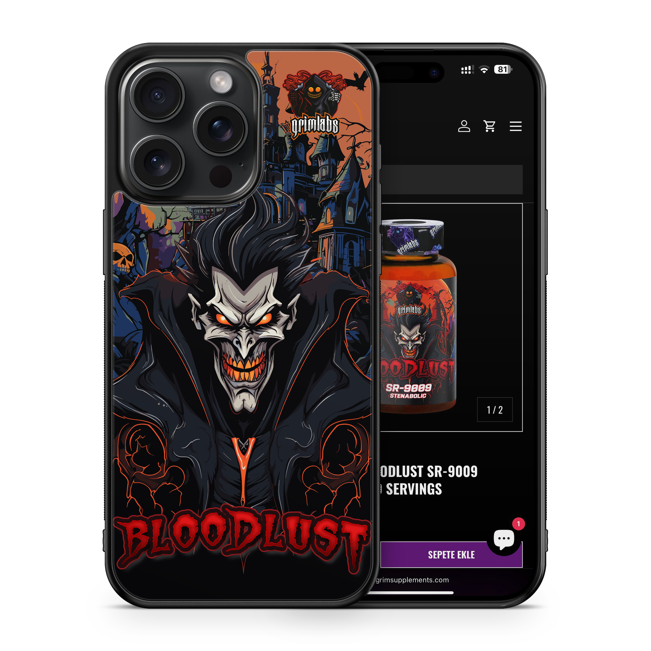 BLOODLUST DESIGN IPHONE 15 PRO MAX PARLAK TELEFON KILIFI